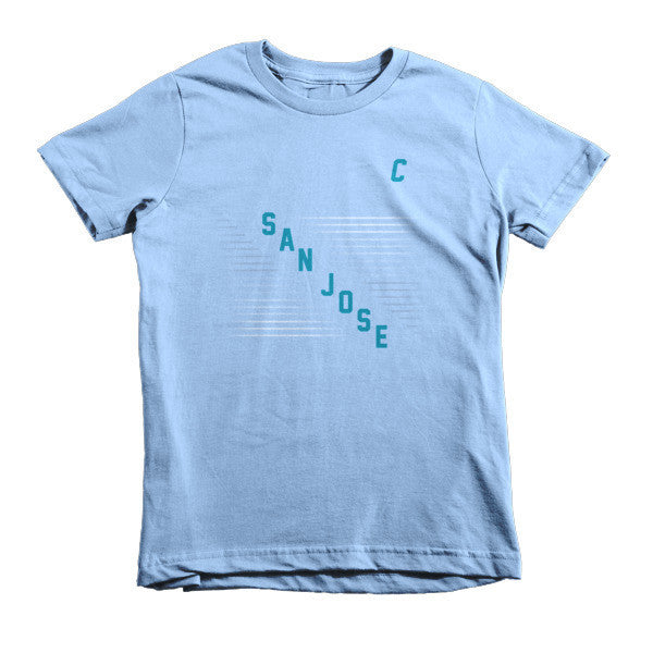Kid's Classic "San Jose" Retro Diagonal Captain Double Zero Short Sleeve T-Shirt (Unisex) -  - Baby Blue / 2yrs - srce threads - 3