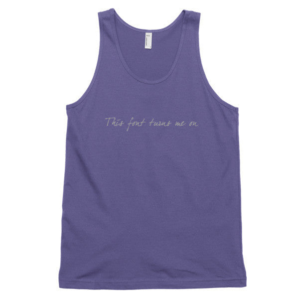 "Turns Me On" Typography Humor Unisex Grey Font Classic Tank Top (Unisex) -  - Purple / XS - srce threads - 6