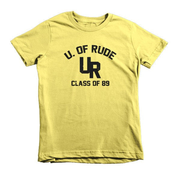 Kid's "Rude U." Black Vintage College Summer T-Shirt (Unisex) -  - Lemon / 2yrs - srce threads - 9