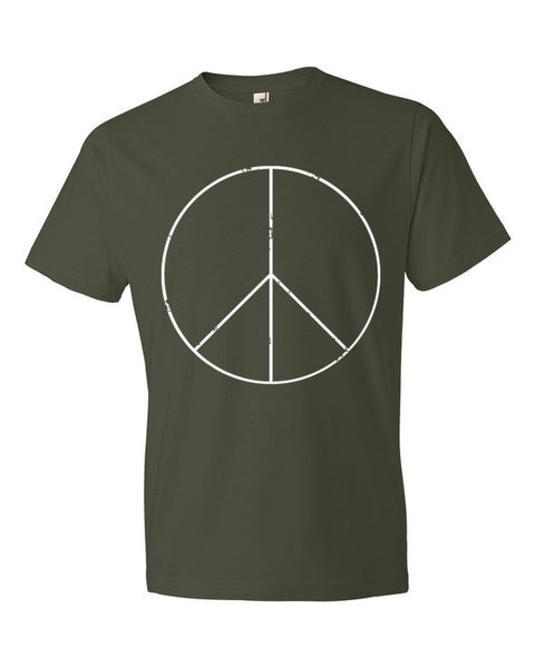 Peace Sign Skinny White Short Sleeve T-Shirt (Unisex) -  - City Green / S - srce threads - 3