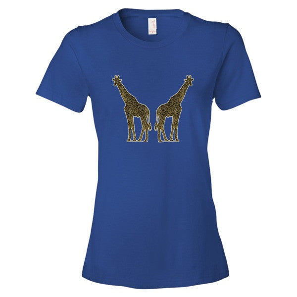 Women's Giraffe Double Paint Daub Short sleeve T-Shirt -  - Royal Blue / S - srce threads - 10