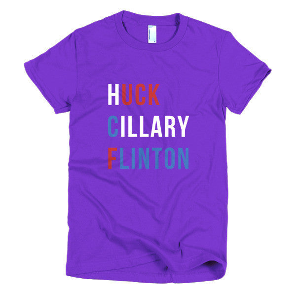 Women's "Huck Cillary Flinton" Say What You Mean Short Sleeve T-Shirt -  - Purple / S - srce threads - 5