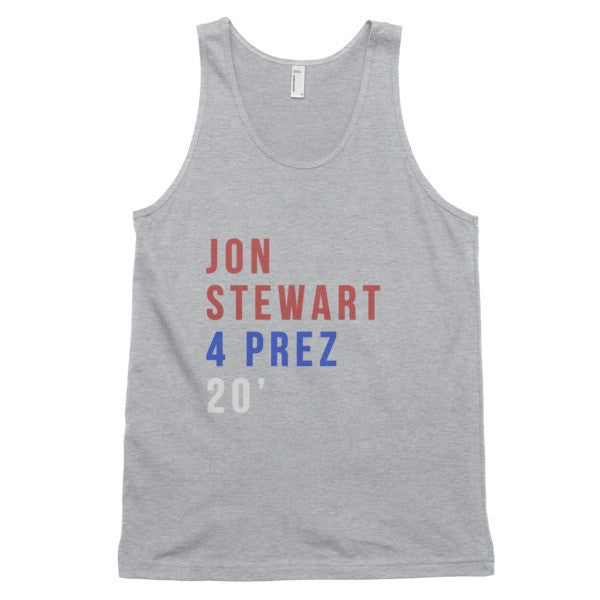 Jon Stewart 4 Prez 20' Tank Top (Unisex) -  - Heather Grey / XS - srce threads - 4