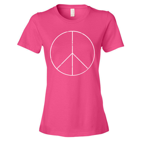 Women's Peace Sign Skinny White Short Sleeve T-Shirt -  - Hot Pink / S - srce threads - 16