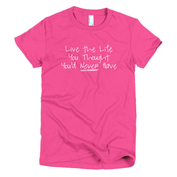 Women's "Live the Life" Motivation White Short Sleeve T-Shirt -  - Fuchsia / S - srce threads - 18