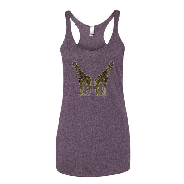 Women's Vintage Giraffe Sponge Brush Design Tank Top -  - Vintage Purple / XS - srce threads - 6