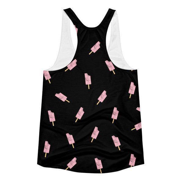 Women's "Summer Drip" Black Pink Vintage Ice Cream Racerback Tank -  -  - srce threads - 2