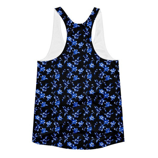 Women's Neon Pop Blue Floral Summer Racerback Tank Top -  -  - srce threads - 2