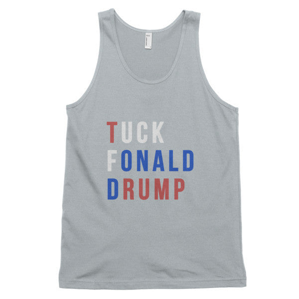 Tuck Fonald Drump Presidential Short Sleeve Tank Top (Unisex) -  - New Silver / XS - srce threads - 7