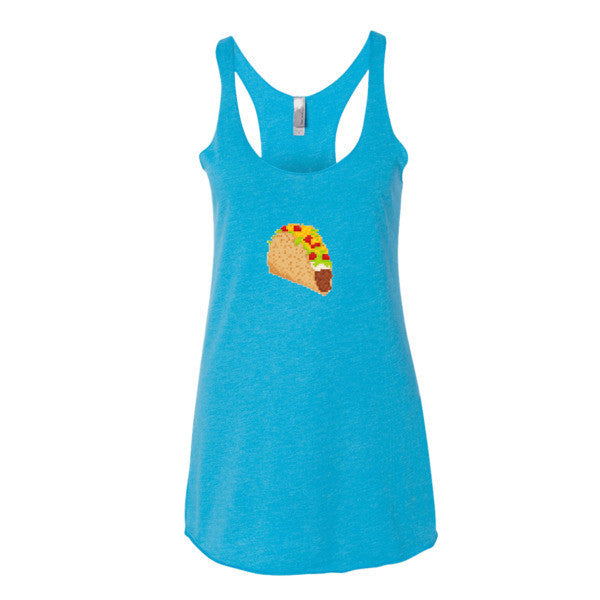Women's Retro Digital 8 Bit Taco Racerback Tank Top -  - Vintage Turquoise / XS - srce threads - 10