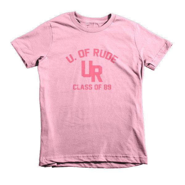 Kid's "Rude U." Peach Vintage College Summer T-Shirt (Unisex) -  - Pink / 2yrs - srce threads - 15