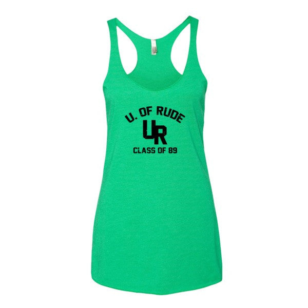 Women's "Rude U." Black Vintage College Summer Tank Top -  - Envy / XS - srce threads - 6
