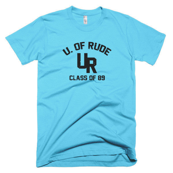 "Rude U." Black Vintage College Summer T-Shirt (Unisex) -  - Aqua / XS - srce threads - 9