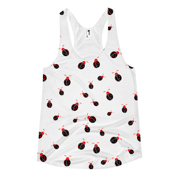 Women's Neon Red Ladybug Summer Racerback Tank Top -  - XS - srce threads - 1