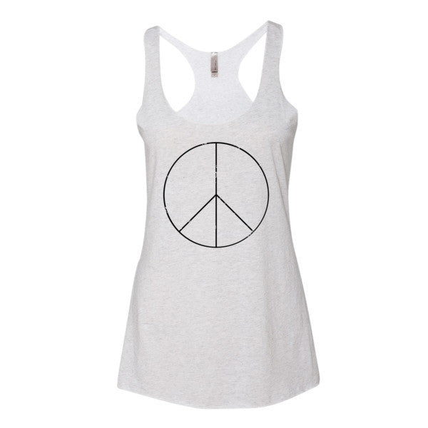Women's Peace Sign Skinny Black Racerback Tank Top -  - Heather White / XS - srce threads - 1