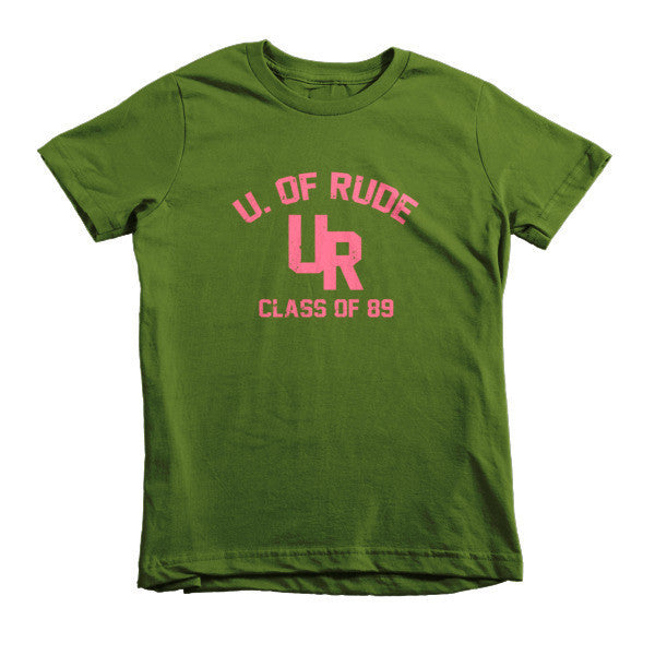 Kid's "Rude U." Peach Vintage College Summer T-Shirt (Unisex) -  - Olive / 2yrs - srce threads - 3