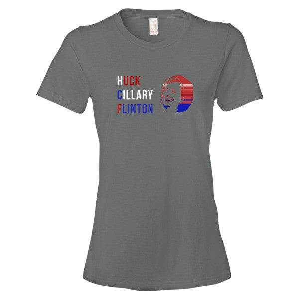 Women's "Huck Cillary Flinton" Say What You Mean Face Short Sleeve T-Shirt -  - Storm Grey / S - srce threads - 5