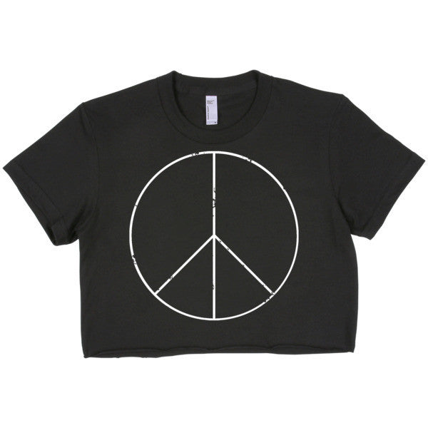 Short Sleeve Skinny Peace Sign Crop Top -  - S - srce threads