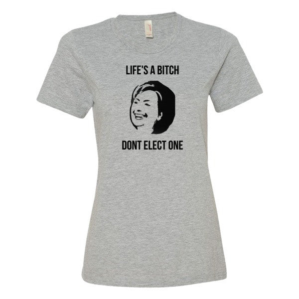 Women's "Life's  A Bitch" Hillary Black Short Sleeve T-Shirt -  - Heather Grey / S - srce threads - 3