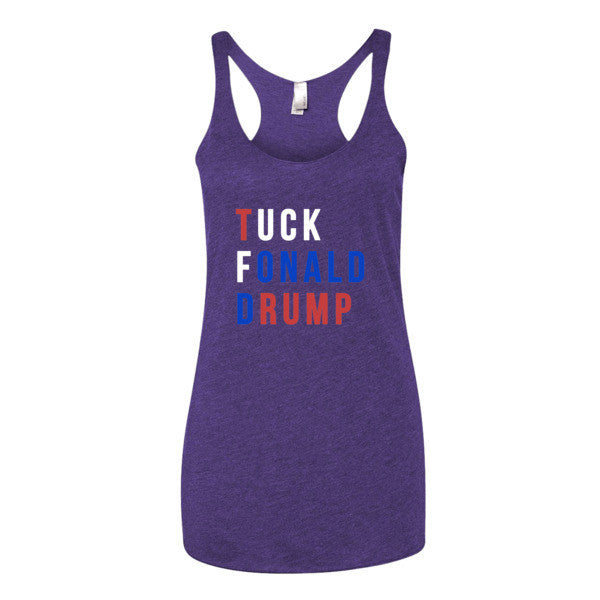 Women's Tuck Fonald Drump Presidential Summer Racerback Tank Top -  - Purple Rush / XS - srce threads - 5