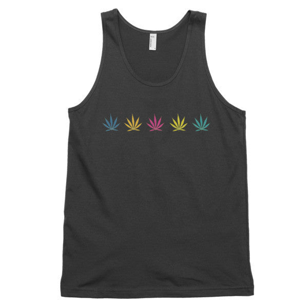 Colored Pot Leaf Pop Vintage Tank Top (Unisex) -  - Black / XS - srce threads - 1