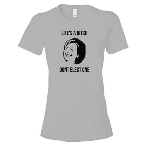 Women's "Life's  A Bitch" Hillary Black Short Sleeve T-Shirt -  - Silver / S - srce threads - 7