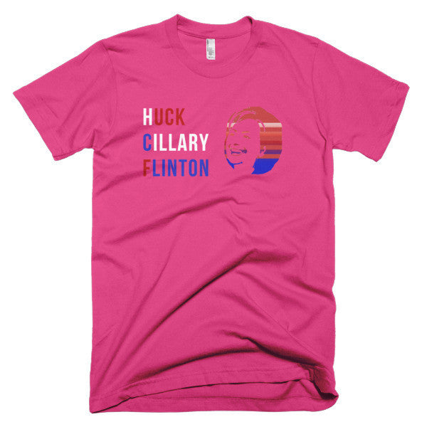 "Huck Cillary Flinton" Say What You Mean Face Short Sleeve T-Shirt (Unisex) -  - Fuchsia / XS - srce threads - 14