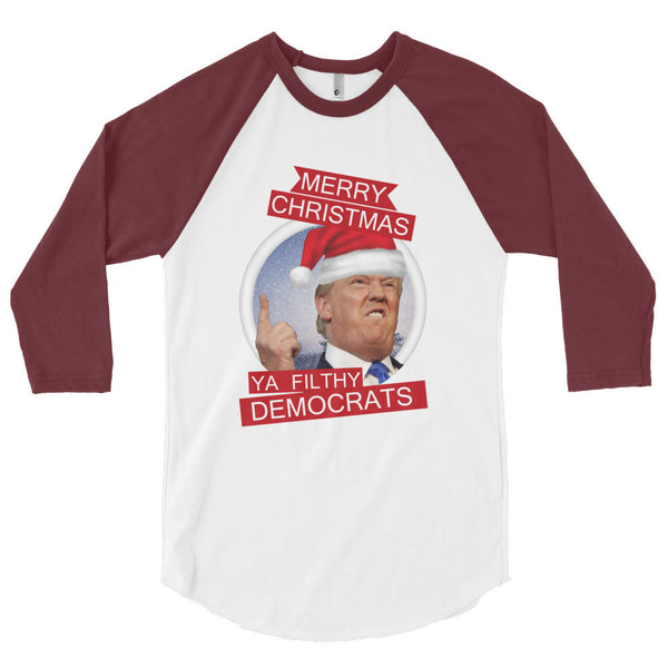 the Donald "Filthy Dems" 3/4 Sleeve Raglan Baseball T Shirt (Unisex)