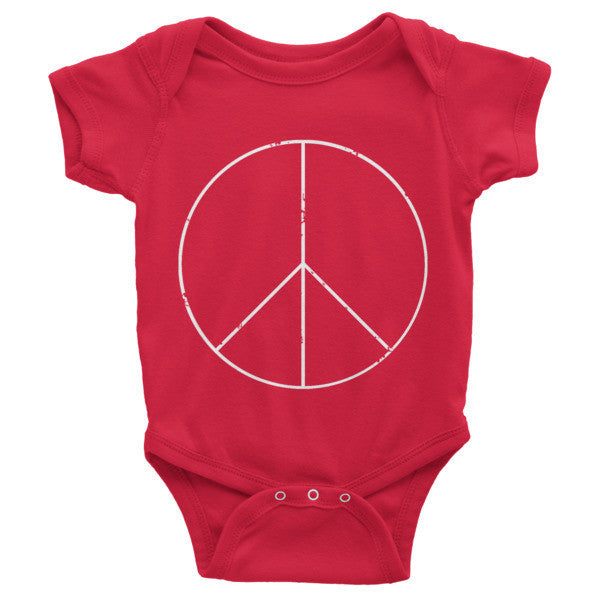 Baby Peace Sign Skinny White One Piece (Unisex) -  - Red / 3-6m - srce threads - 11