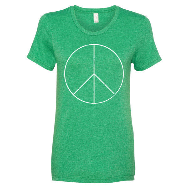 Women's Peace Sign Skinny White Short Sleeve T-Shirt -  - Heather Green / S - srce threads - 10