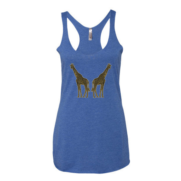 Women's Vintage Giraffe Sponge Brush Design Tank Top -  - Vintage Royal / XS - srce threads - 7