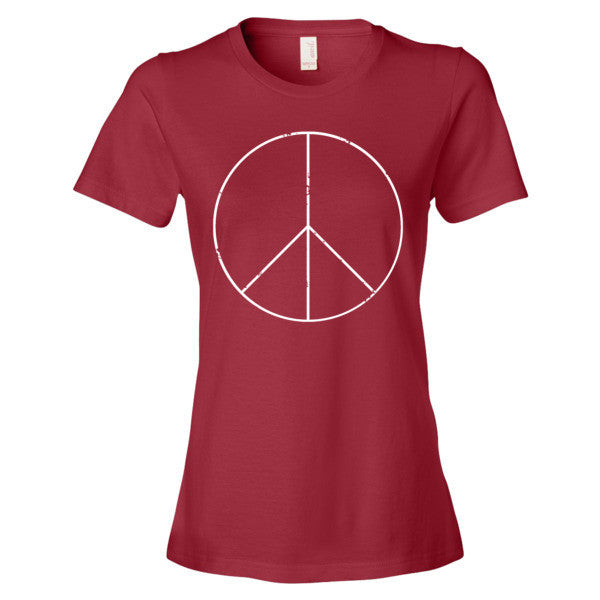 Women's Peace Sign Skinny White Short Sleeve T-Shirt -  - Independence Red / S - srce threads - 14