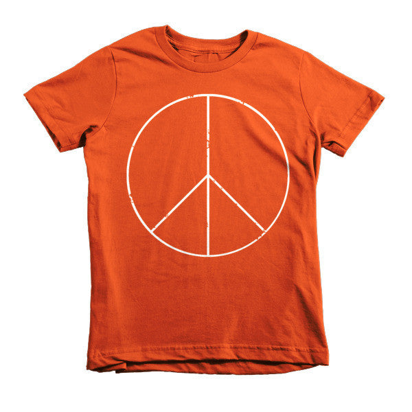 Kid's Peace Sign Skinny White Short Sleeve T-Shirt (Unisex) -  - Orange / 2yrs - srce threads - 13