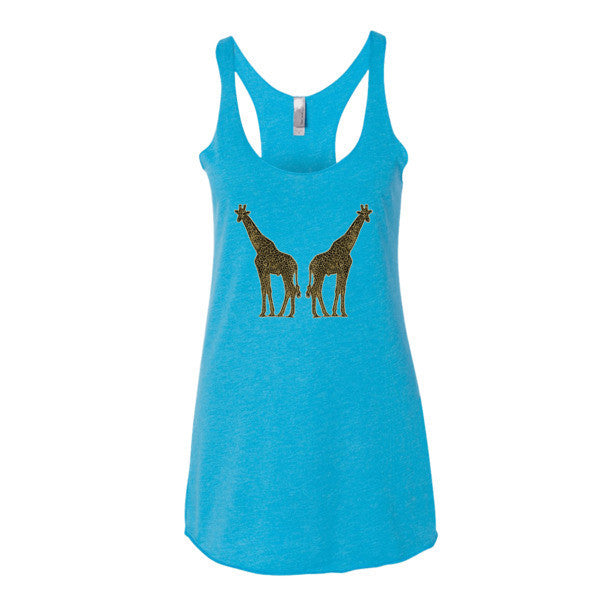 Women's Vintage Giraffe Sponge Brush Design Tank Top -  - Vintage Turquoise / XS - srce threads - 10