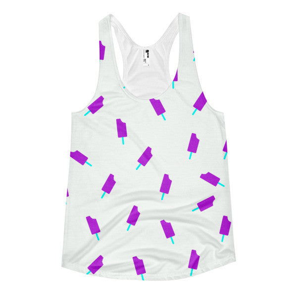 Women's "Summer Drip" White Purple Blue Vintage Ice Cream Racerback Tank -  - XS - srce threads - 1