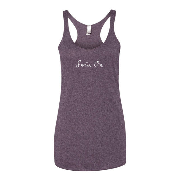 Women's "Swim On" Motivation White Racerback Tank -  - Vintage Purple / XS - srce threads - 6