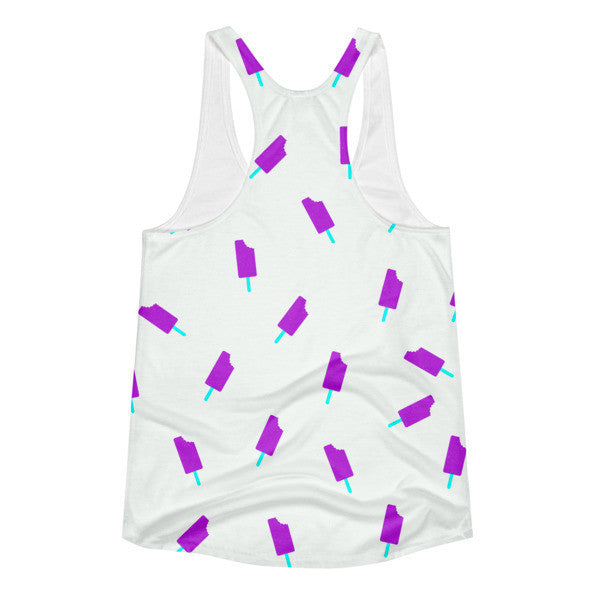 Women's "Summer Drip" White Purple Blue Vintage Ice Cream Racerback Tank -  -  - srce threads - 2