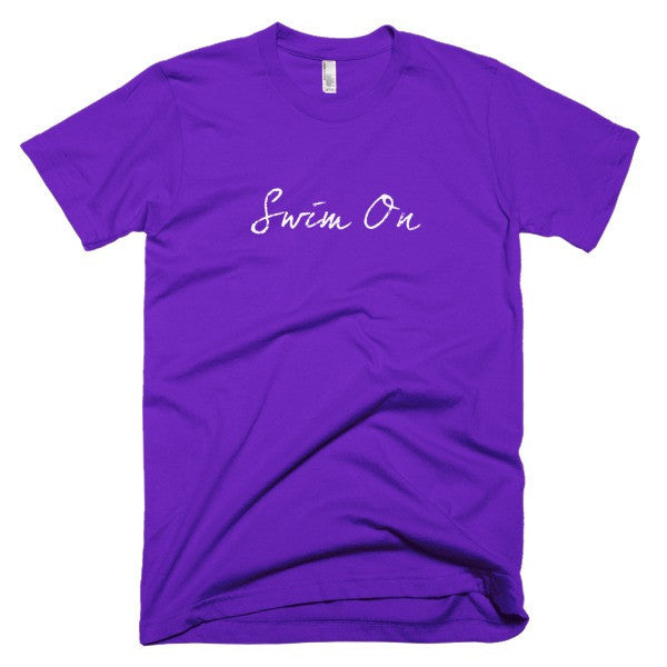 Short Sleeve "Swim On" Motivation White T-Shirt (Unisex) -  - Purple / XS - srce threads - 7