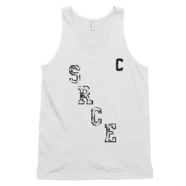 Classic SRCE Vintage Throwback Diagonal Hockey Black Cpatain Tank Top (Unisex) -  - White / XS - srce threads - 1