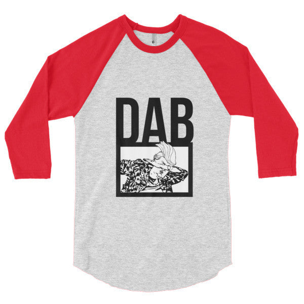 Classic Bold "Dab Trump" 3/4 Sleeve Raglan Baseball Tee Shirt -  - Heather Grey/Red / S - srce threads - 18