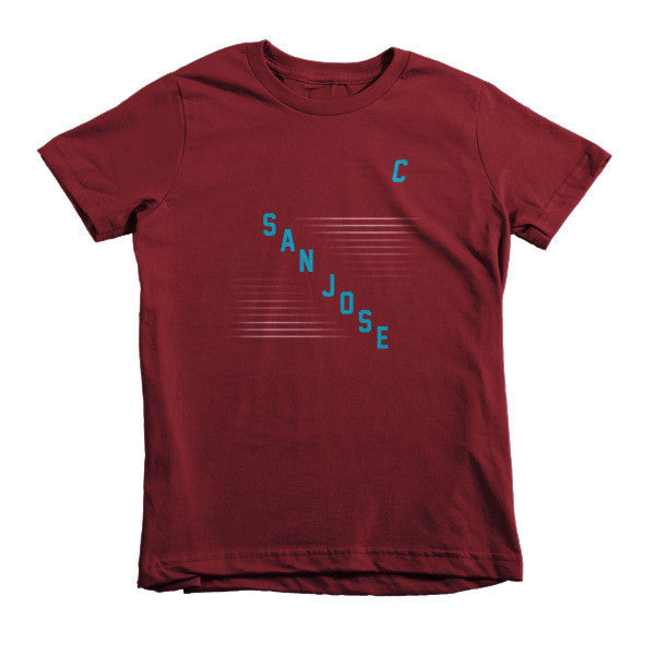 Kid's Classic "San Jose" Retro Diagonal Captain Double Zero Short Sleeve T-Shirt (Unisex) -  - Cranberry / 2yrs - srce threads - 15