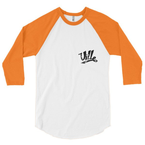 SRCE "Ville Vintage" Series 3/4 Raglan Baseball Tee Shirt (Unisex) -  - White/Neon Heather Orange / XS - srce threads - 10