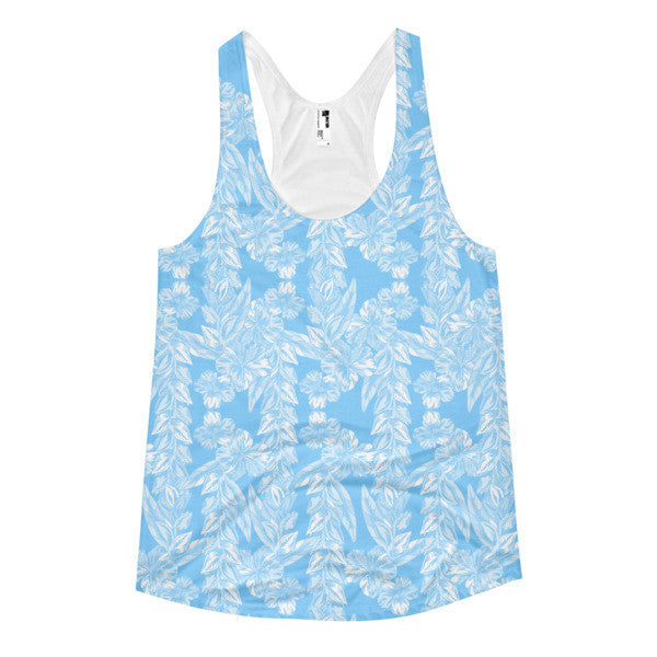 Women's Trop Vine Off Blue Summer Racerback Tank Top -  - XS - srce threads - 1