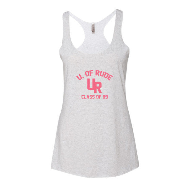 Women's "Rude U." Peach Vintage College Summer Tank Top (Unisex) -  - Heather White / XS - srce threads - 9