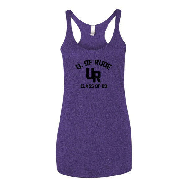 Women's "Rude U." Black Vintage College Summer Tank Top -  - Purple Rush / XS - srce threads - 3