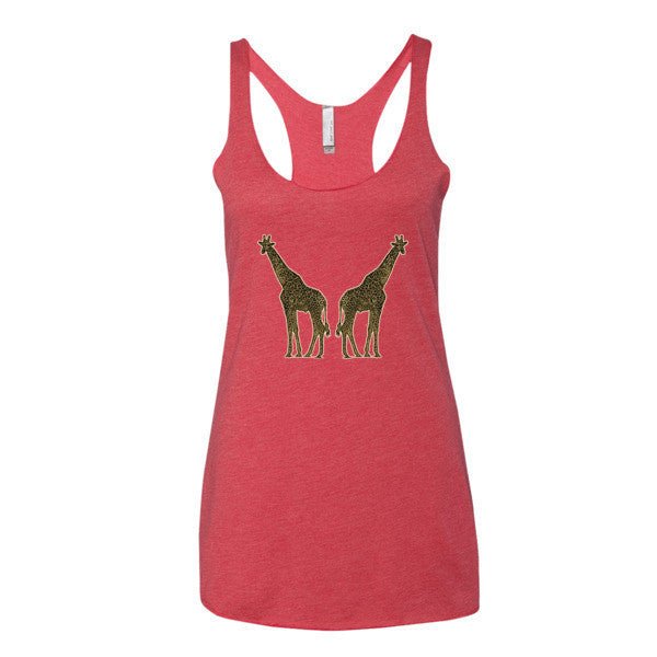Women's Giraffe Double Paint Daub Racerback Tank Top -  - Vintage Red / XS - srce threads - 11