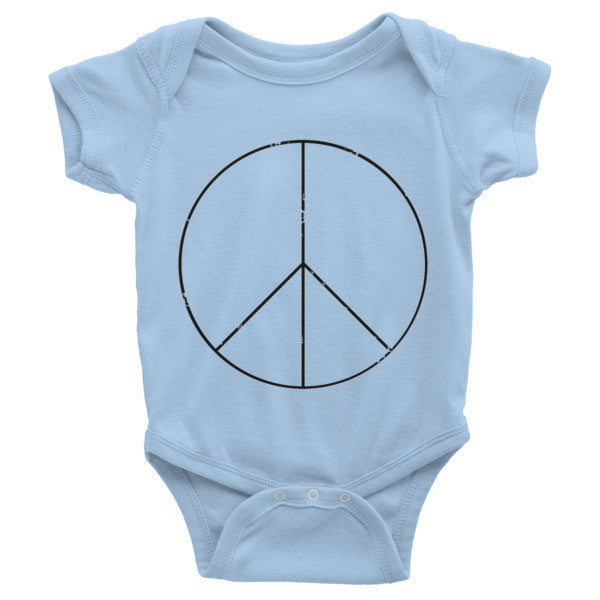 Baby Peace Sign Skinny Short Sleeve Onesie (Unisex) -  - Baby Blue / 3-6m - srce threads - 5