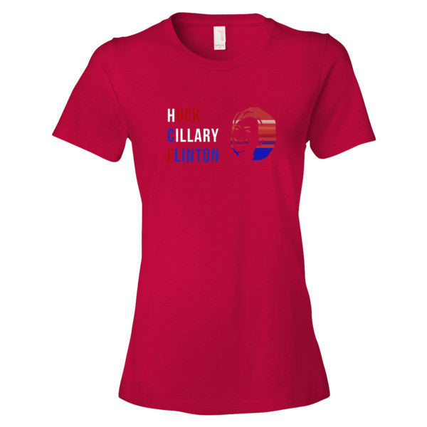 Women's "Huck Cillary Flinton" Say What You Mean Face Short Sleeve T-Shirt -  - Red / S - srce threads - 17
