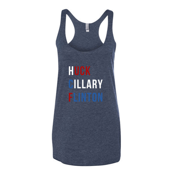 Women's "Huck Cillary Flinton" Say What You Mean Racerback Tank Top -  - Vintage Navy / XS - srce threads - 4