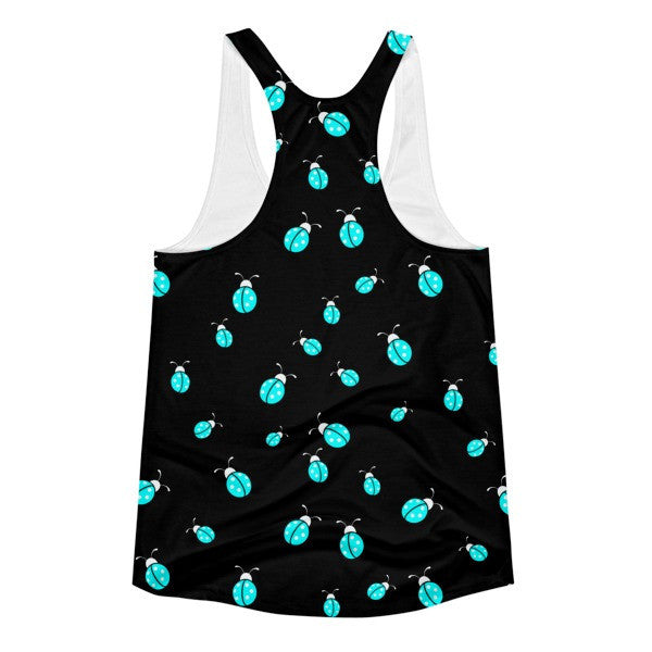 Women's Classic Trippy Ladybug Negative Black Neon Racerback Tank -  -  - srce threads - 2
